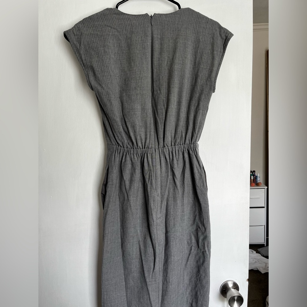 J. Crew Gray Sheath Midi Dress Sleeveless Crew Neck